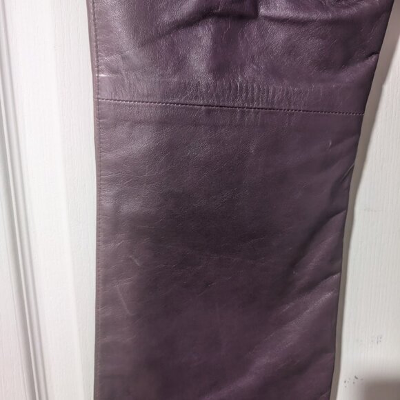 Rudsak | Women’s Bootcut Leather Pants In Eggplant With Faded Finish - Picture 11 of 15